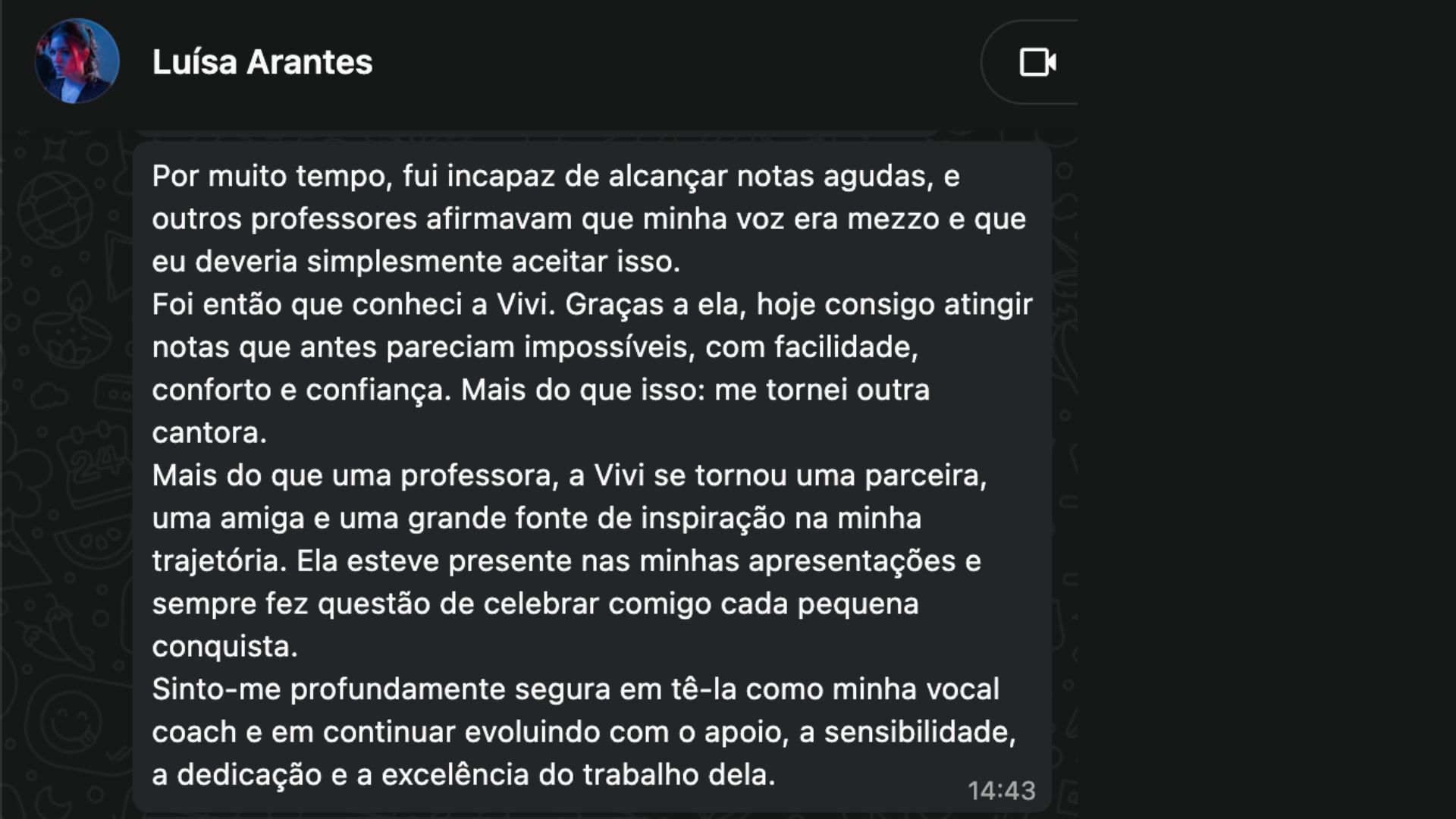 Luísa Arantes Depoimento