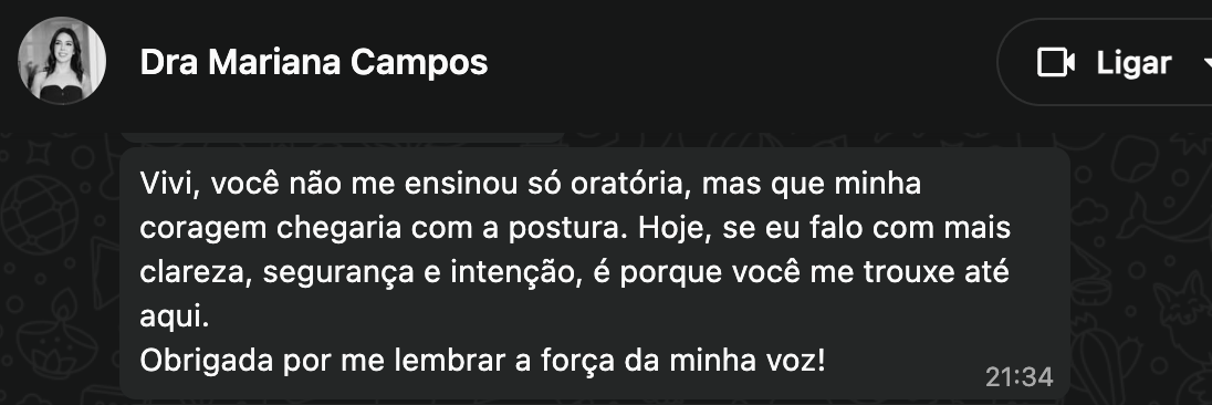 Dra Mariana Campos Depoimento